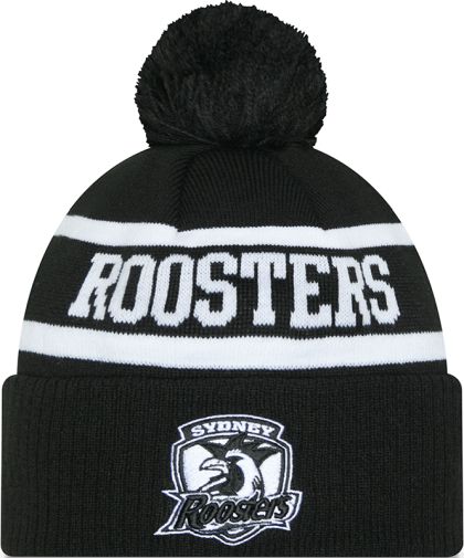 NEW ERA NRL BLACK WHITE POM POM BEANIE