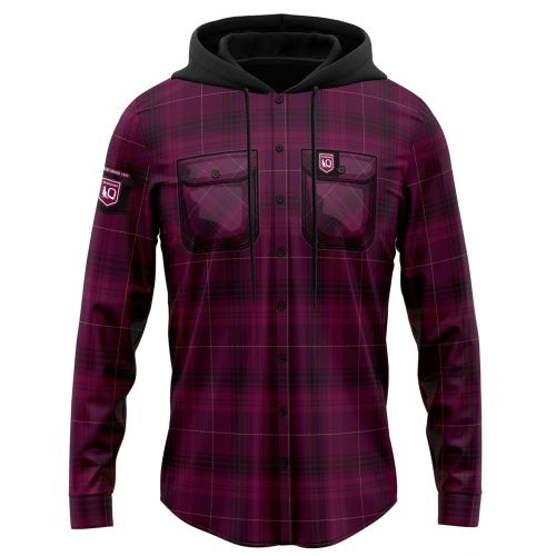 STATE OF ORIGIN QLD MAROONS HIGHLAND HOODED FLANNEL SHIRT