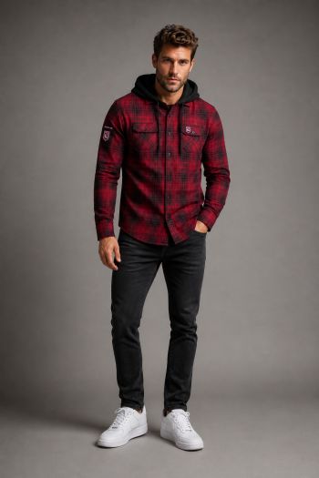 STATE OF ORIGIN QLD MAROONS HIGHLAND HOODED FLANNEL SHIRT