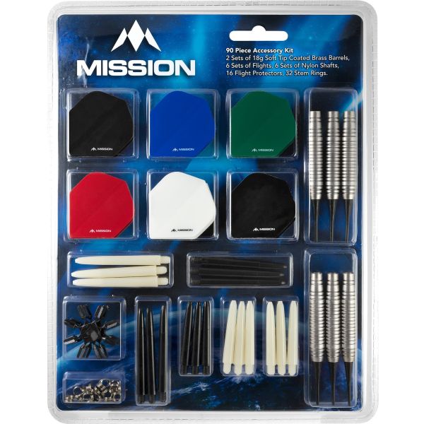 MISSION DARTS ACCESSORY KIT | 90 PIECE | STEEL TIP