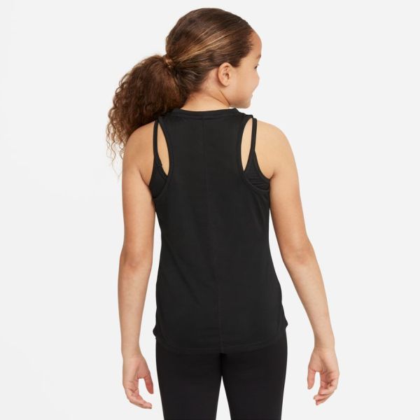 Nike Tee Dri Fit Tank Top Cotton Strappy Black Women's Athlete